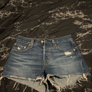 Levi's Blue Distressed Jean Shorts